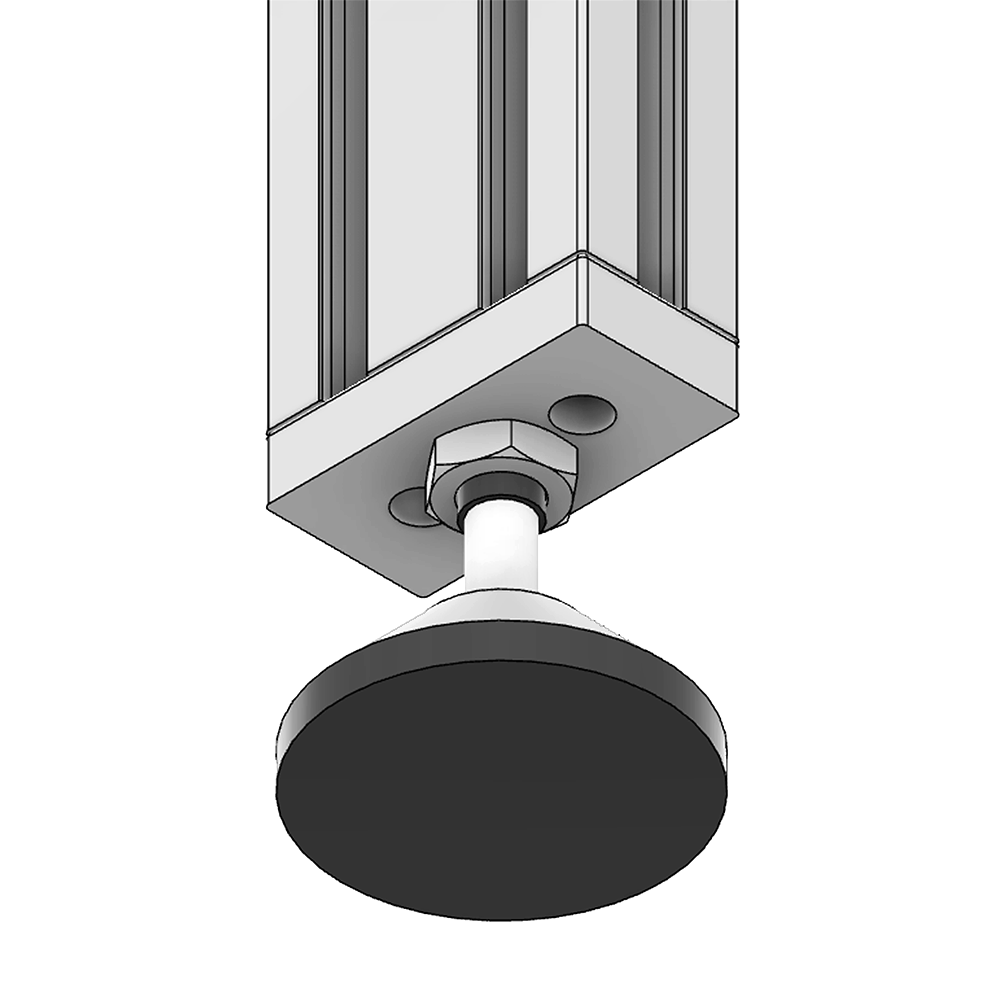 30-M12D60-1 MODULAR SOLUTIONS PLASTIC FOOT<BR>60MM PAD, M12 THREAD W/ JAM NUT